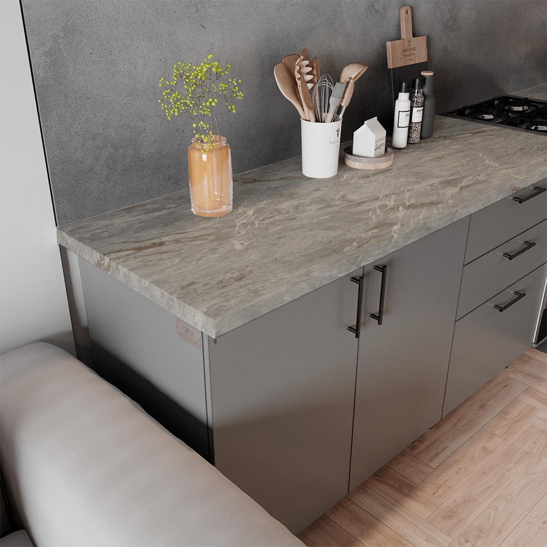 Мрамор Аврора 3000*600*40 KD Столешница R3 - фото 3