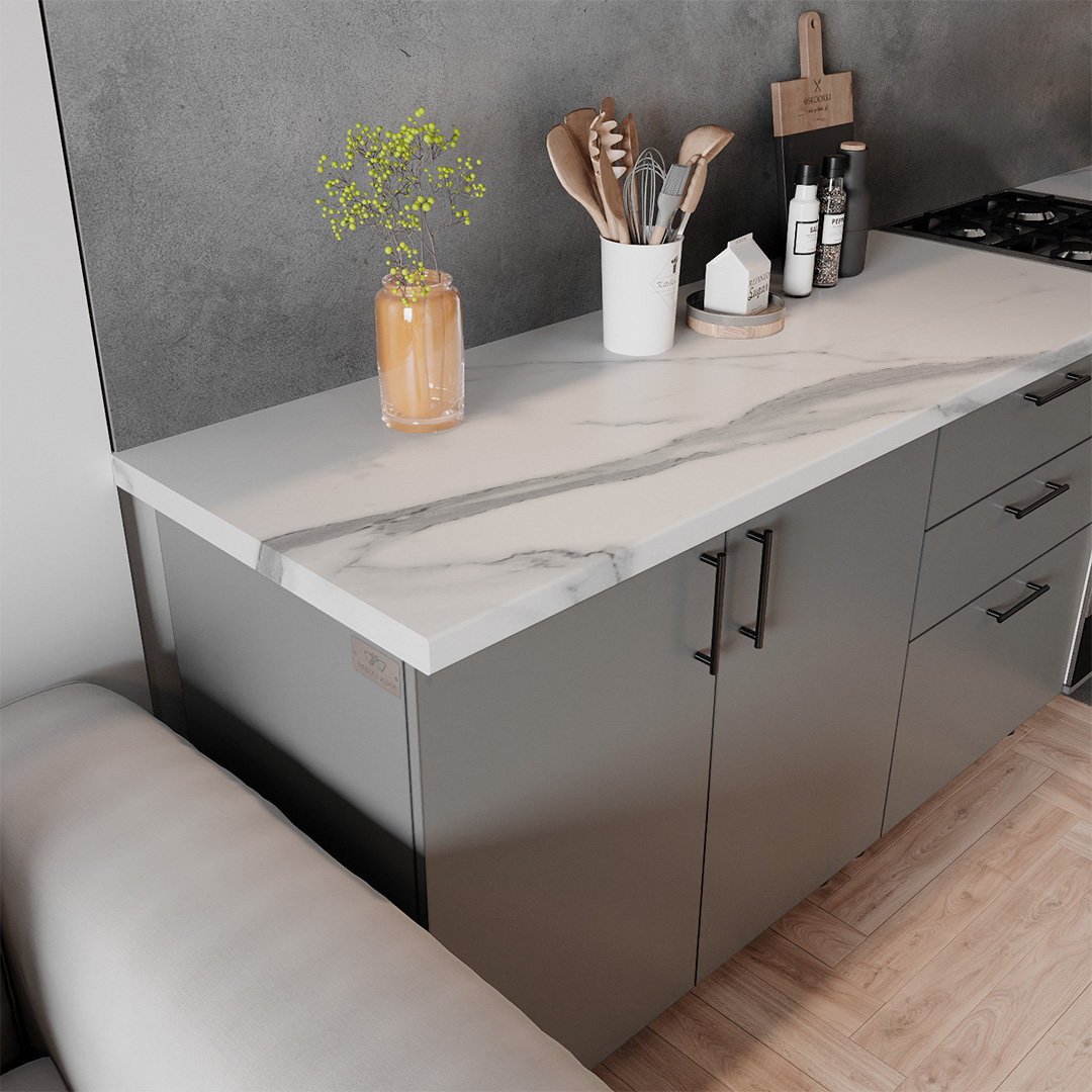 Гранит белый R3 мт R38мм, SF Столешница - фото 3